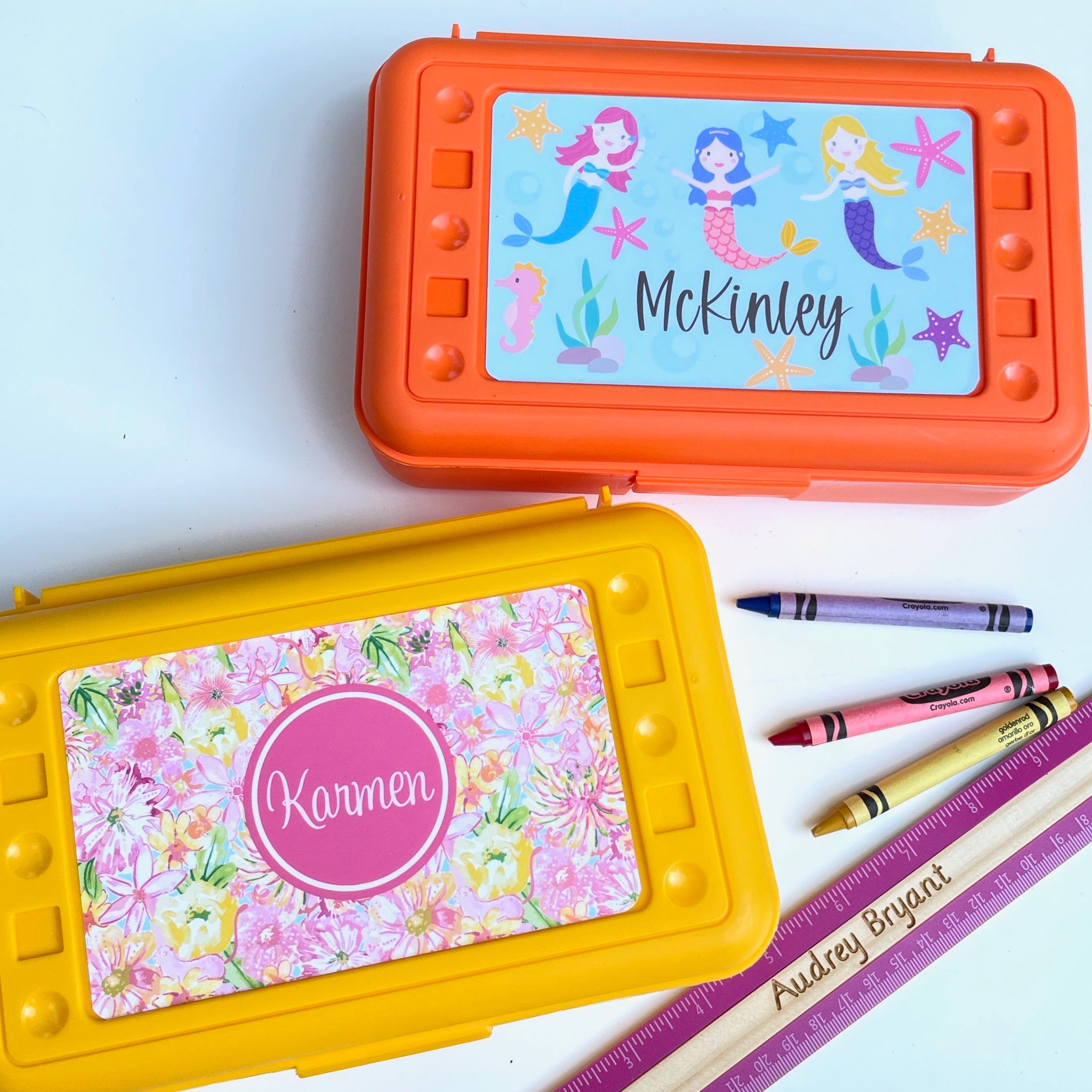 Personalized School Pencil Box - Girl Designs - Happy Thoughts Gifts